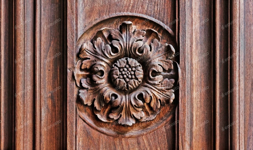 Detailed floral wood carving produced with CNC routing